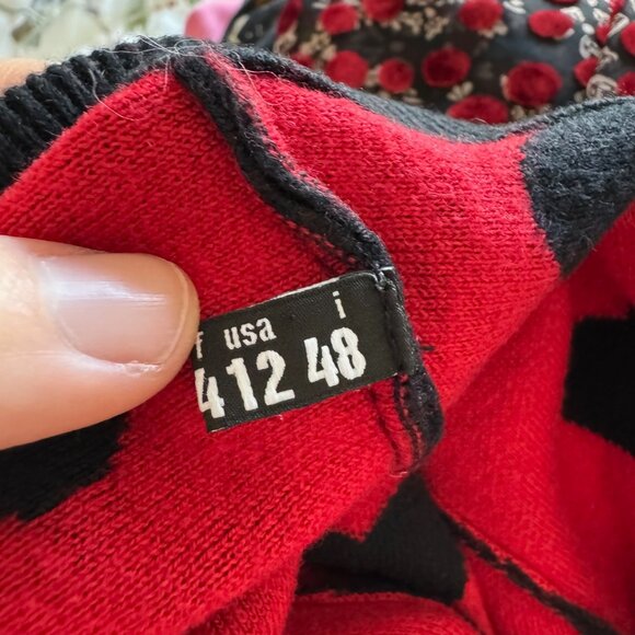 Love Moschino Crewneck Sweater Hearts Wool Blend Red & Black - Picture 5 of 7